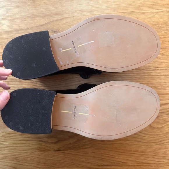 Dolce Vita Black Loafers with Gold Buckle - Picture 8 of 12